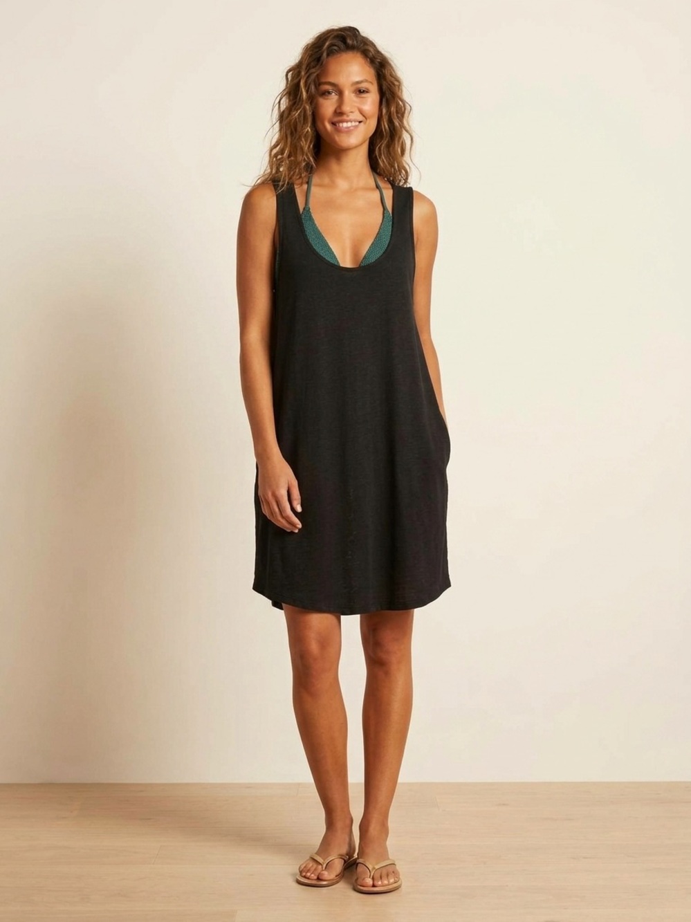 (3 for $30) Black Scoop Neck Swim Cover Up